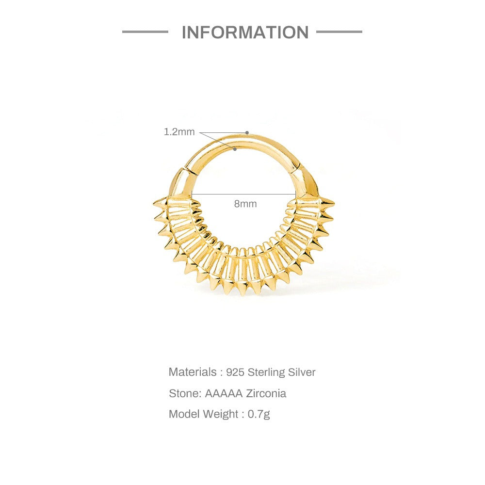 S925 human puncture cartilage jewelry, nose ring, ear bone nail, popular in Europe and America, creative texture rivet, ear bone ring, ear contour