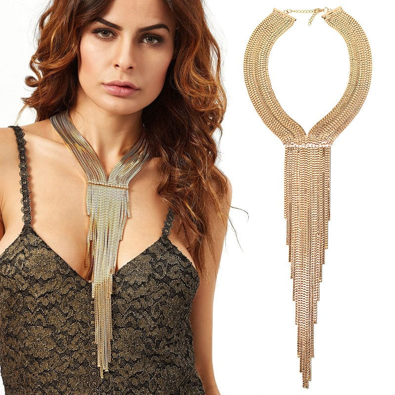Necklace Luxury Women's Exaggerated Necklace Women's Necklace Trend Women's Tassel Chain Necklace Accessories