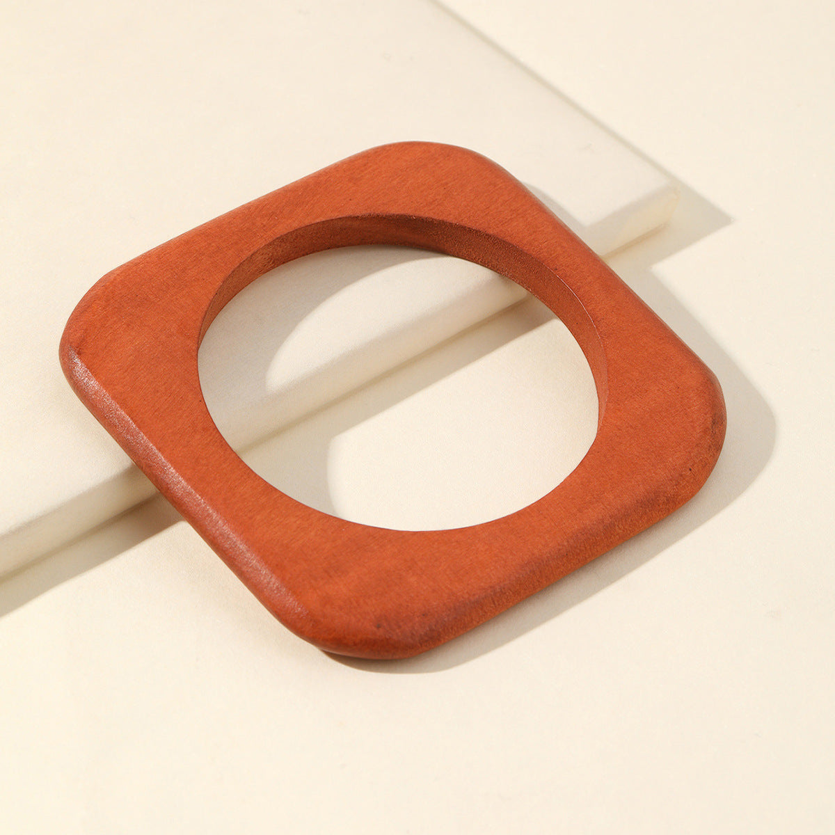 Thick Square Round Wood Bangles Fashion Women Vintage Designer Bracelet Jewelry Gift