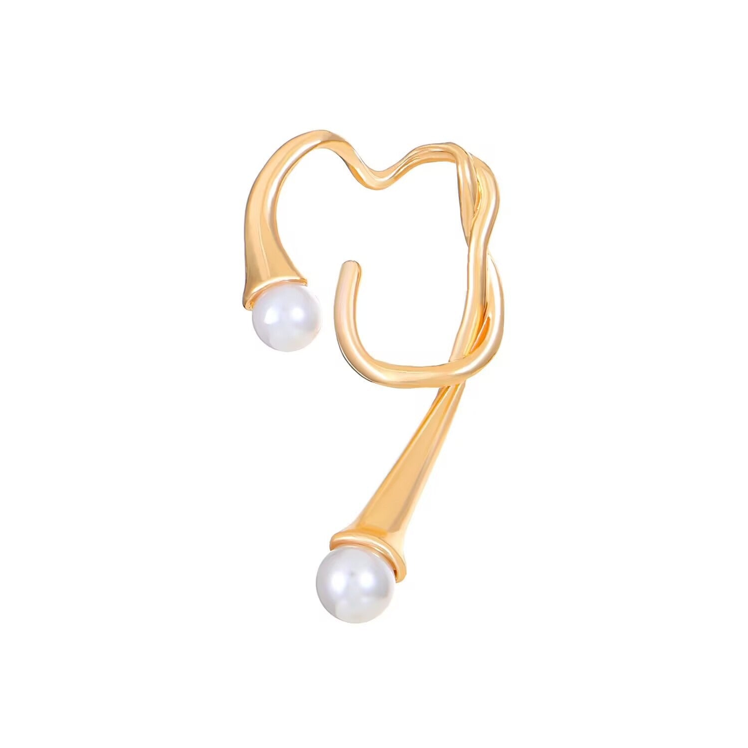 European and American pearl ear clips for women with irregular ear loops, cool and indifferent style, no ear holes, earrings, temperament, ear bone clip earrings