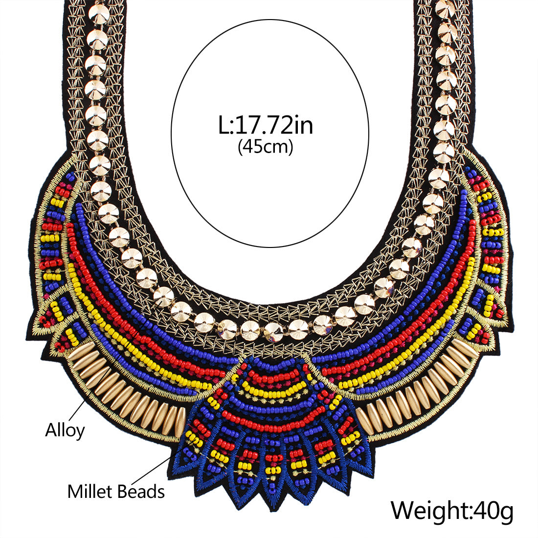 Retro Vintage Necklace Bohemian Fashion False Collar Necklace Bead Woven Necklace Women Egyptian Choker Necklace Jewelry
