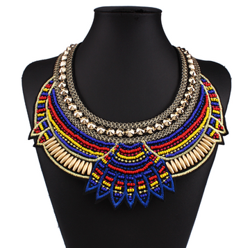 Retro Vintage Necklace Bohemian Fashion False Collar Necklace Bead Woven Necklace Women Egyptian Choker Necklace Jewelry