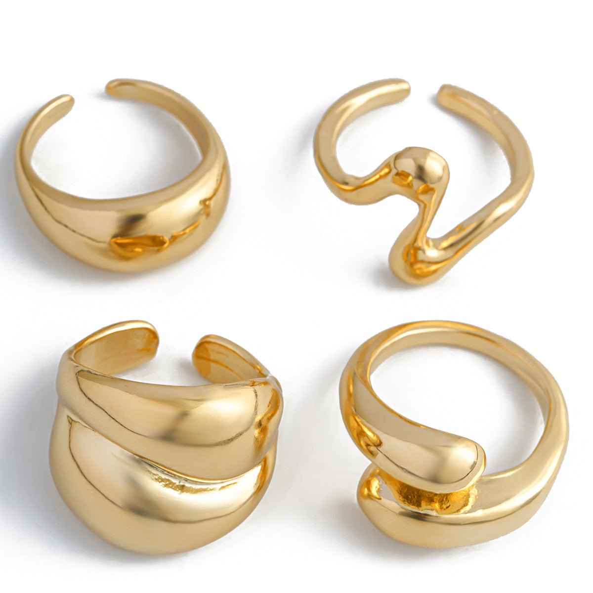 Geometric Ring, niche open mouth ring, index finger ring, lava metal wind curved ring