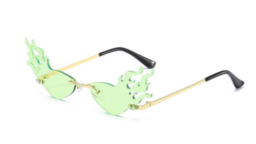 Luxury Fashion Flame Sunglasses Women Rimless Bat Sun Glasses Tears Shades Eyeglass Vintage Feather Sunglass Fire Shape Eyewears