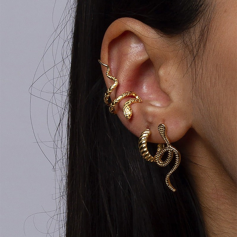 Wind snake shaped ear clip and ear bone clip
