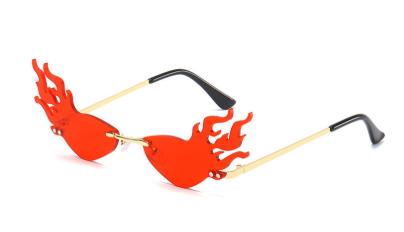 Luxury Fashion Flame Sunglasses Women Rimless Bat Sun Glasses Tears Shades Eyeglass Vintage Feather Sunglass Fire Shape Eyewears