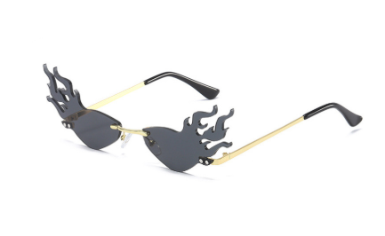 Luxury Fashion Flame Sunglasses Women Rimless Bat Sun Glasses Tears Shades Eyeglass Vintage Feather Sunglass Fire Shape Eyewears