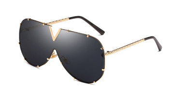 LEIDISEN  One Piece Sunglasses Men Brand Designer High Quality Oversized Sunglasses For Women Sunglass Metal UV400 Mirror