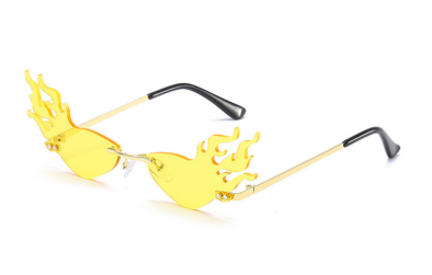 Luxury Fashion Flame Sunglasses Women Rimless Bat Sun Glasses Tears Shades Eyeglass Vintage Feather Sunglass Fire Shape Eyewears