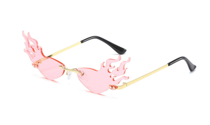 Luxury Fashion Flame Sunglasses Women Rimless Bat Sun Glasses Tears Shades Eyeglass Vintage Feather Sunglass Fire Shape Eyewears