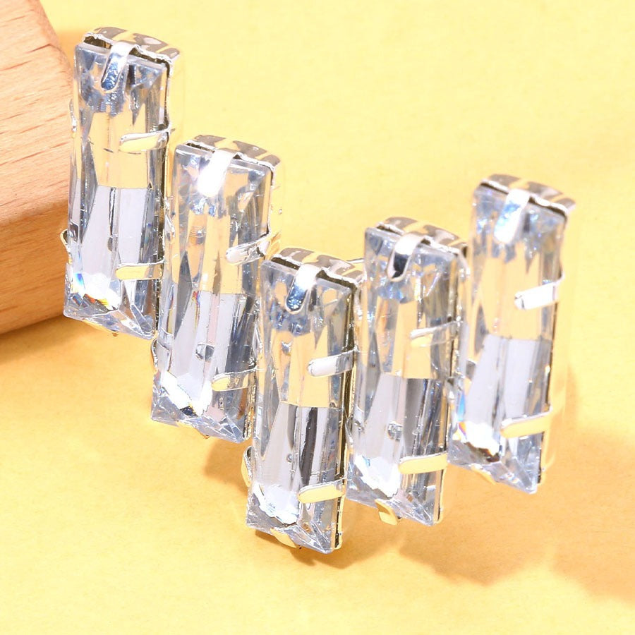 Geometric Ring Simplified Water Diamond Ring Square Diamond Ring Female