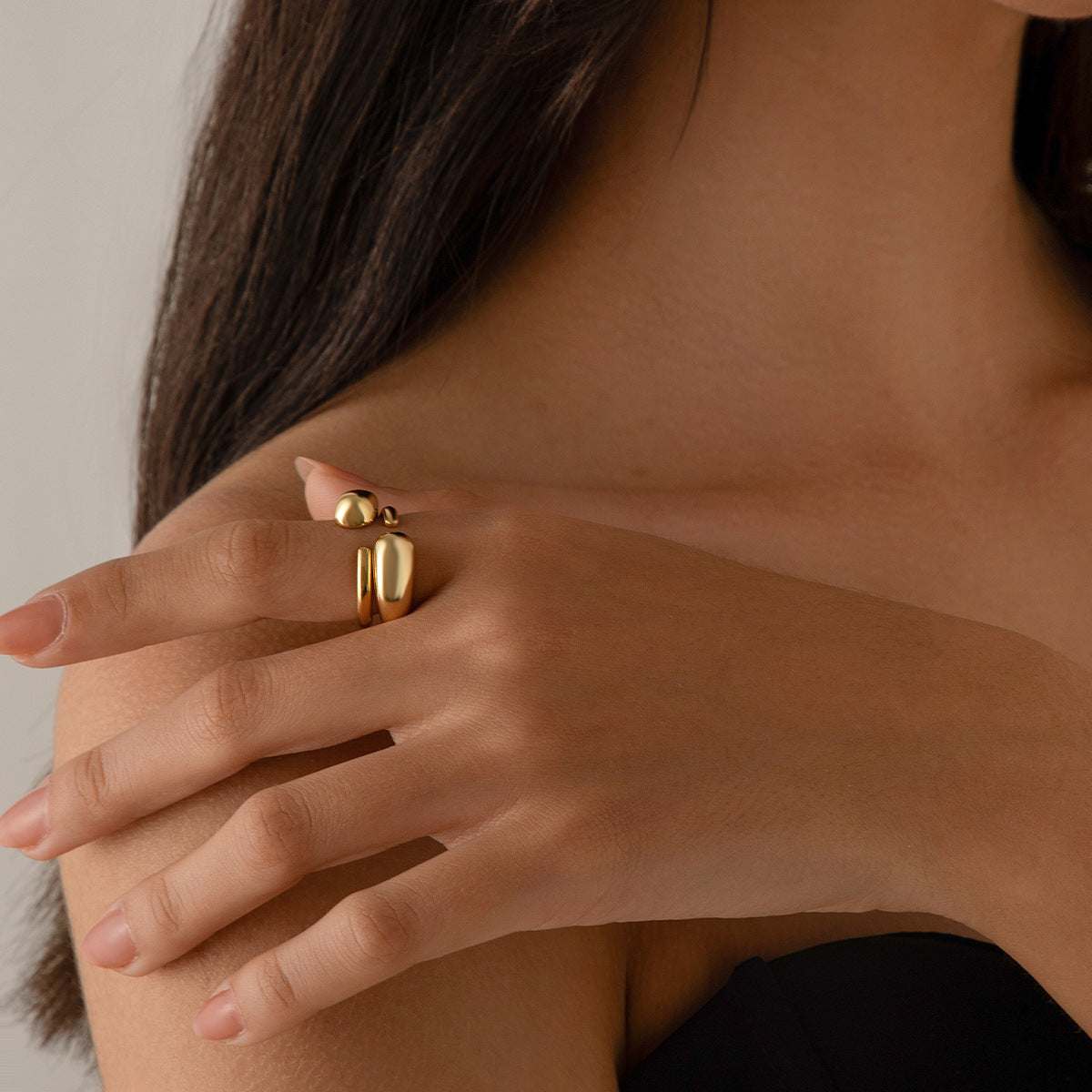 Geometric Ring, niche open mouth ring, index finger ring, lava metal wind curved ring