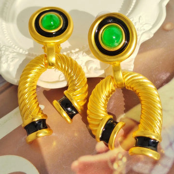 New Gold Color Metal Geometric Irregular Long Drop Earrings Without Pierced for Women Females Jewerly   Vintage France Gifts